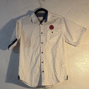 Stylish Kids' White and Navy Button Down Shirt